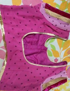 Pink Saree With Border And Blouse Too If You Want