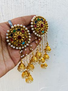 Ethnic Bahubali Polki Jhumka