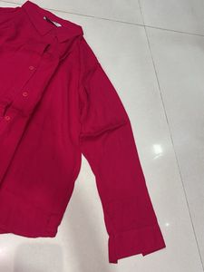 Vibrant Pink Oversized Button-Up Shirt