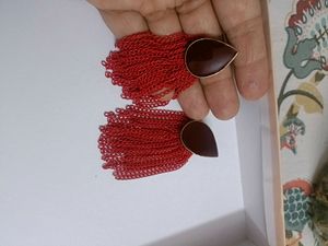 Beautiful Party Wear Long Red Earrings