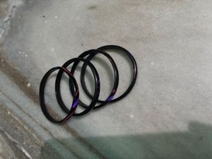 Set of 4 Black Bangles with Purple &amp; Pink Splatter