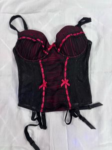 Gothic Sheer Black & Red Corset❤️🖤