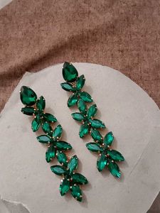 Emerald Green Gemstone Dangle Earrings