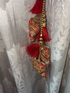 Red &amp; Gold Tassel Lehngha Hanging