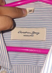 Men's Blue Striped Short Sleeve Shirt