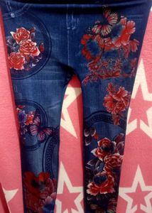 Floral Print Denim Leggings