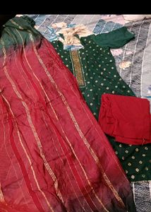 Green Kurta Set with Dupatta &amp; Bottoms