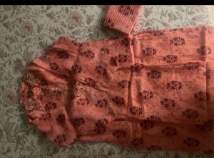 Beautiful Peach Floral Dress Material