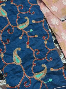 Elegant Pink Kurta with Blue Dupatta