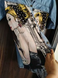 Unique Graphic Print Denim Shirt