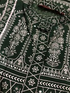Green Print Anarkali Kurti (L)