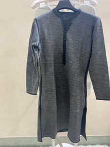 Men's Gray Henley Kurta