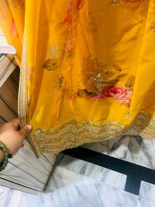 Elegant Yellow Floral full length dress