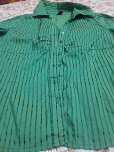 Vero moda Green Striped formal shirt Top