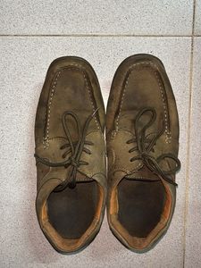 WOODLAND OLIVE Leather Lace-Up Casual Shoes