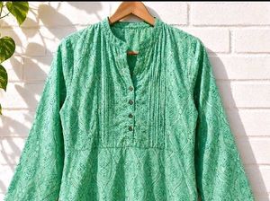 Green Printed Kurta