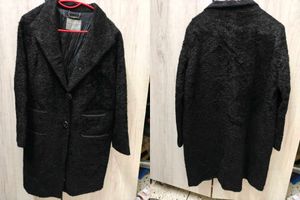 Black Textured Button Coat