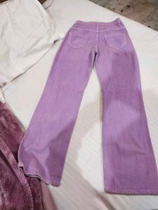 Lavender Wide Leg Denim Jeans