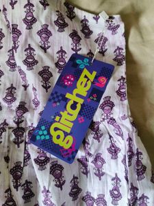 White &amp; Purple Printed Kurta