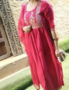 Vibrant Pink Embroidered Kurta Set