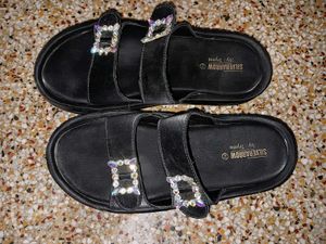 Black Platform Sandals with Embellishments