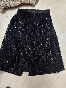 Girls Black Sequin Party Wear Dress with Golden Sh