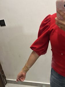 Puff Sleeve Red Top
