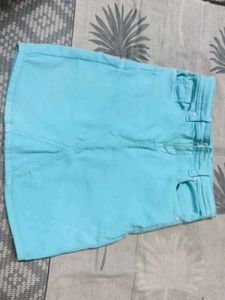 Turquoise Denim Mini Skirt
