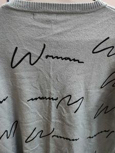 Light Blue "Woman" Print Sweater