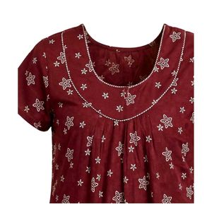 Maroon Floral Print Nightgown