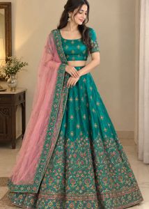 Embellished Teal Lehenga Skirt