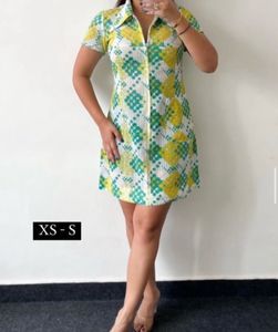 Retro Print Shirt Dress