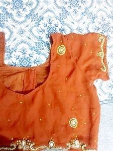 Embellished Red Saree