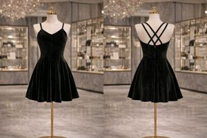 Elegant Black Velvet Mini Dress