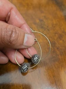 Elegant Silver Beads Hoop Earrings