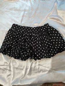 Black &amp; White Polka Dot Mini Skirt/short