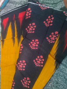 Vibrant Yellow Saree with Bold Print