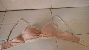 Charming Pink Lace Trim Bra