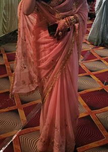 Elegant Pink Embellished Saree