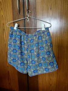 Blue Floral Print Shorts