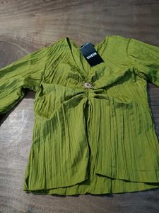 Lime Green Crinkle Top