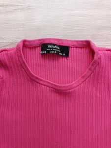 Ribbed Pink Short Sleeve Top
