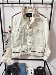 Denim Jacket with Embellished Collar