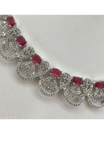 Ruby & CZ Silver-Plated Necklace