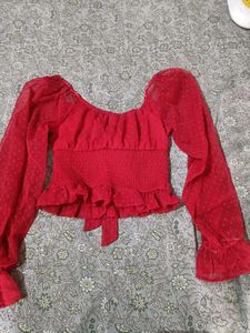 Chic Red puff Sleeve Top