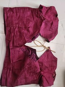 Burgundy &amp; Beige Striped Saree