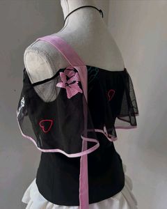 Chic Black &amp; Pink Ruffle Top
