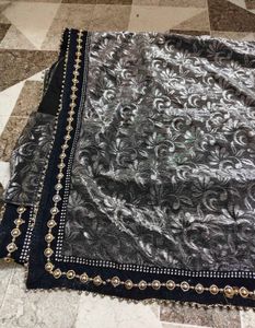 Elegant Silver Floral Saree