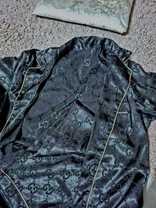 Black Satin Pajama Set