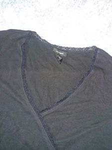 Chic Black Lace Trim Wrap Top